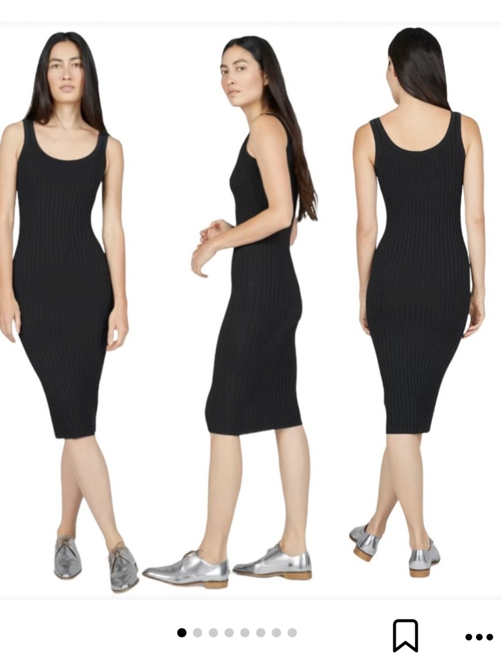 Everlane Black Ribbed Tank Midi Dress - Sleek Scoop Neck